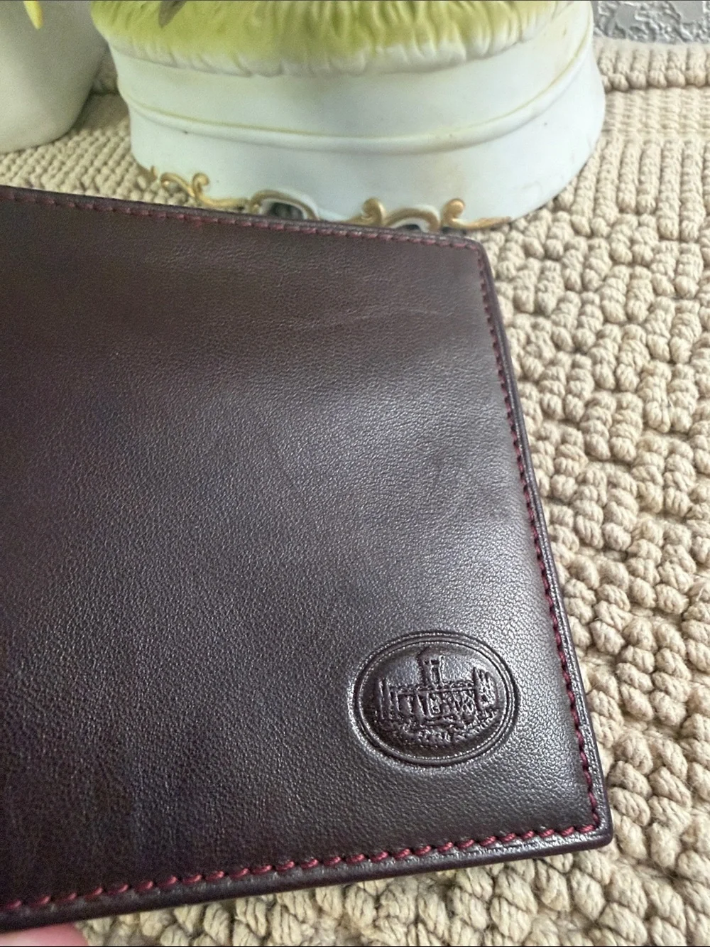 Leather Bifold Wallet Portafoglio Toscano Burgundy Made In Italy